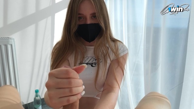 Russian beauty with big and beautiful eyes plays with my dick