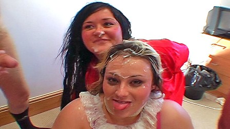 Fat British greedy girls real amateur bukkake party