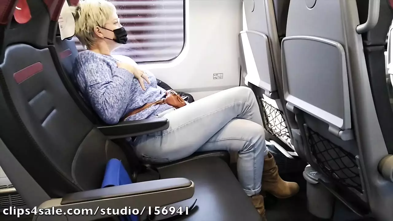 Crossed legs orgasm on a train