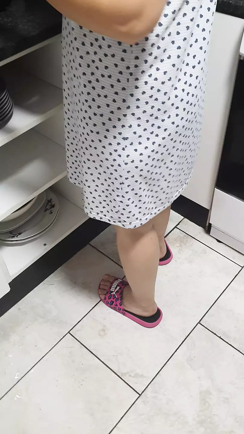 Step son in the kitchen lift up step mom skirt showing her ass without panties