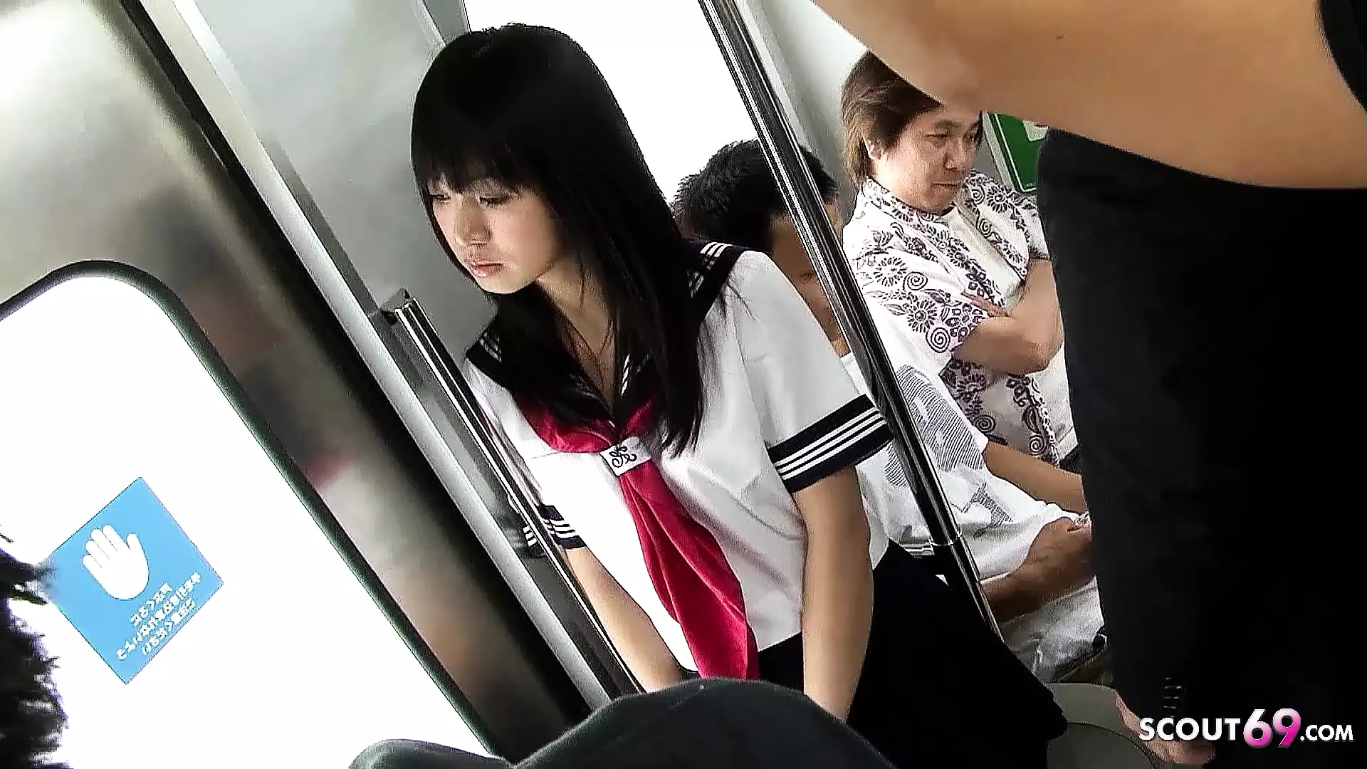 Public Gangbang in Bus - Asian Teen get Fucked by many old Guys